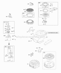 Blower Housing Electric Starter Flywheel Rewind Starter Diagram and Parts List for 126L02-0132-F1  Briggs and Stratton Engine